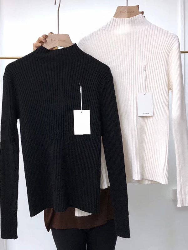 ShieldChic – Großhandel Strickpullover – Damen – 9 Farben Strickpullover mit geteiltem Gelenk und hohem Kragen13