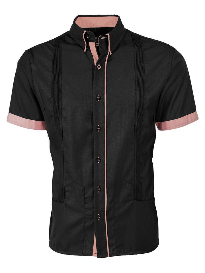 Y.A.Bera Clothing Modern Guayaberas - Wholesale Button Down Shirt - Men's - Couture Black Clásico Norteña Guayabera12