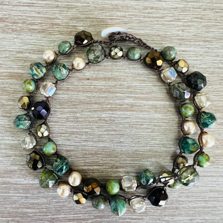 Colorado Forest Crocheted Necklace With Stones and Crystals for wholesale by Twist Style