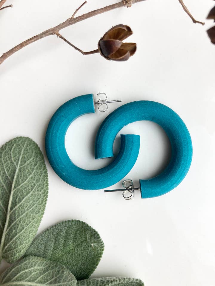 Small Hoops - Capri Blue for wholesale by El & Gray Design