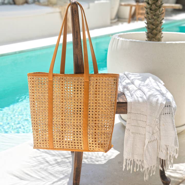 The Artisan and Company - Venta al por mayor Bolsa de asa- Mujer - Bolso grande con correas en forma de bastón de ratán 1