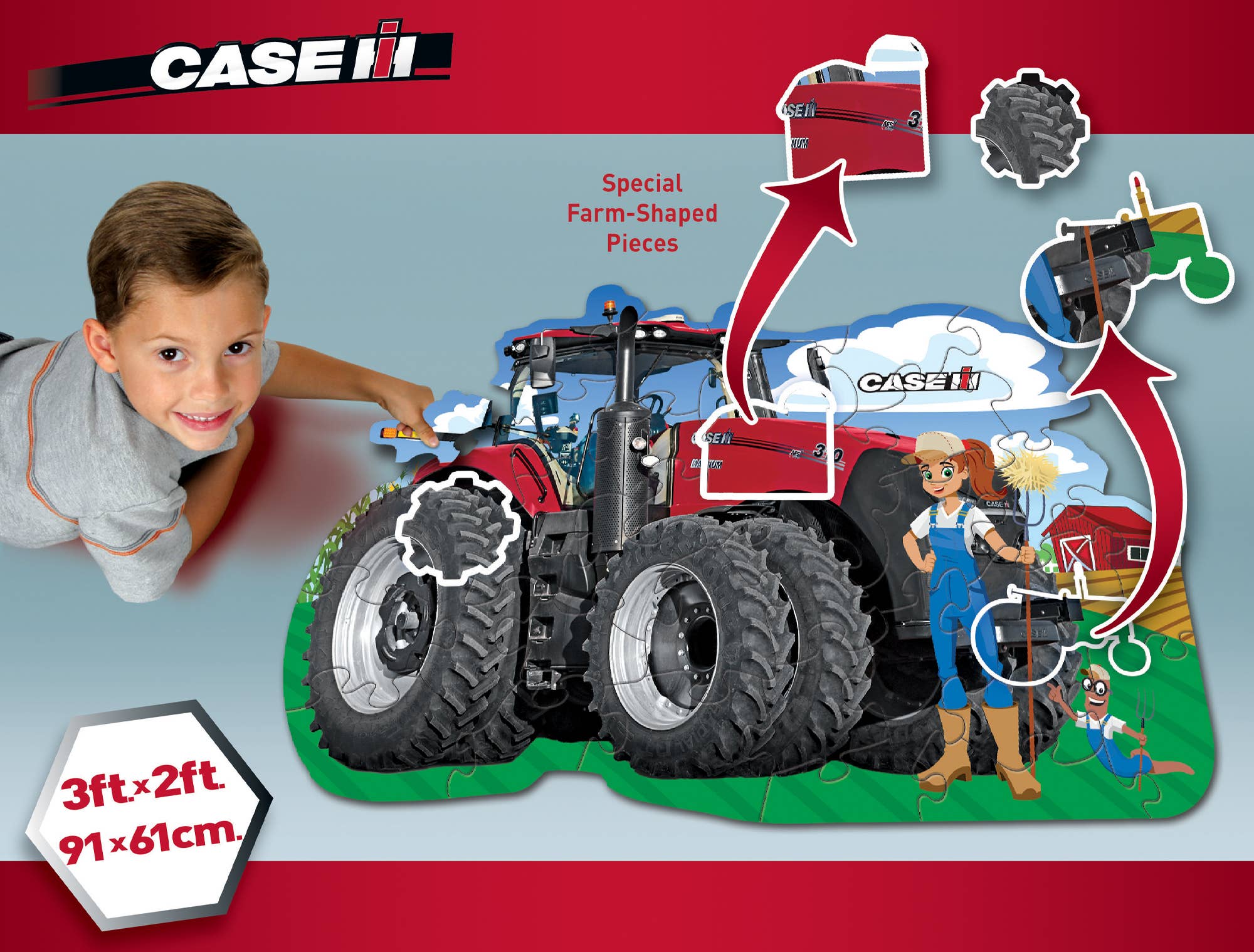 Masterpieces Puzzles - Wholesale Puzzle - Kids - Case IH - Tractor 36 Piece Floor Puzzle2
