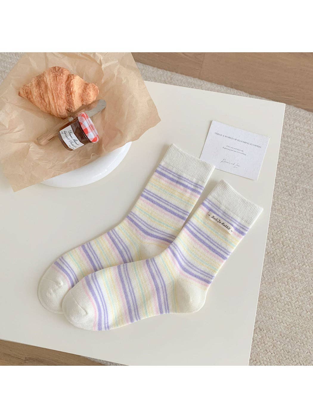 Funkyrel® Atzbranding Limited - Wholesale Socks - Women's - Rufia - Ice Cream Color Mid-Calf Socks4