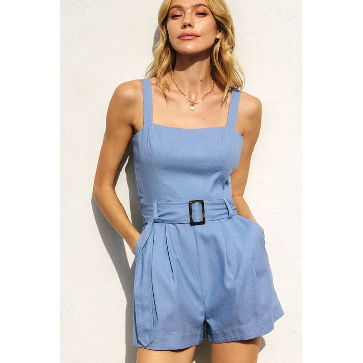 Dress Forum – wholesale Byxdress - Dam – Himmel Sänd Rak Hals Spänne Romper21