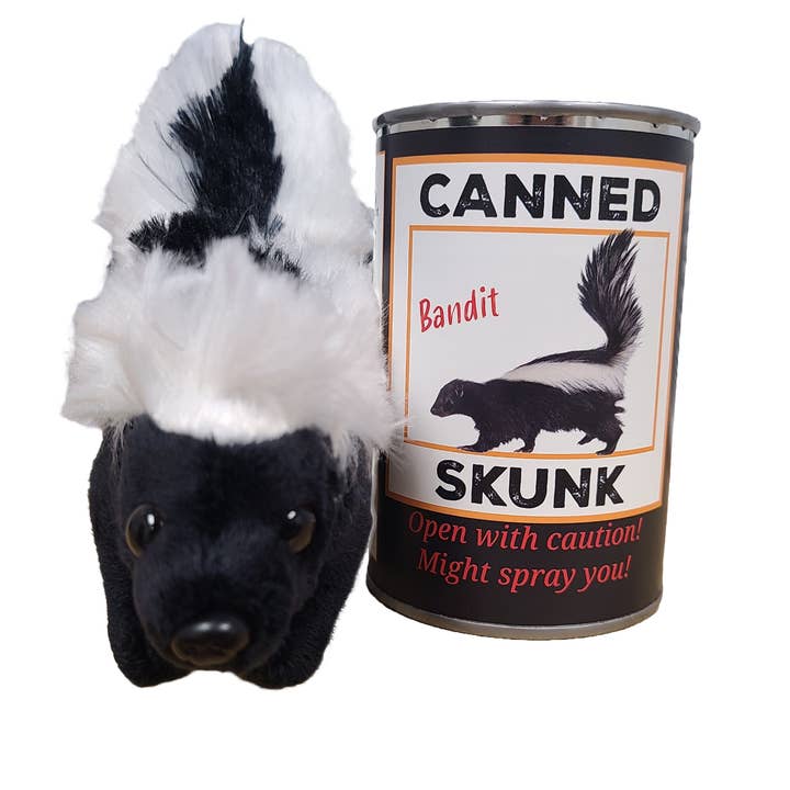 Canned Gifts – wholesale Stuffed/plush toy – Kids & baby – Canned Skunk | Stuffed Animal Plush w/Funny Jokes on Can