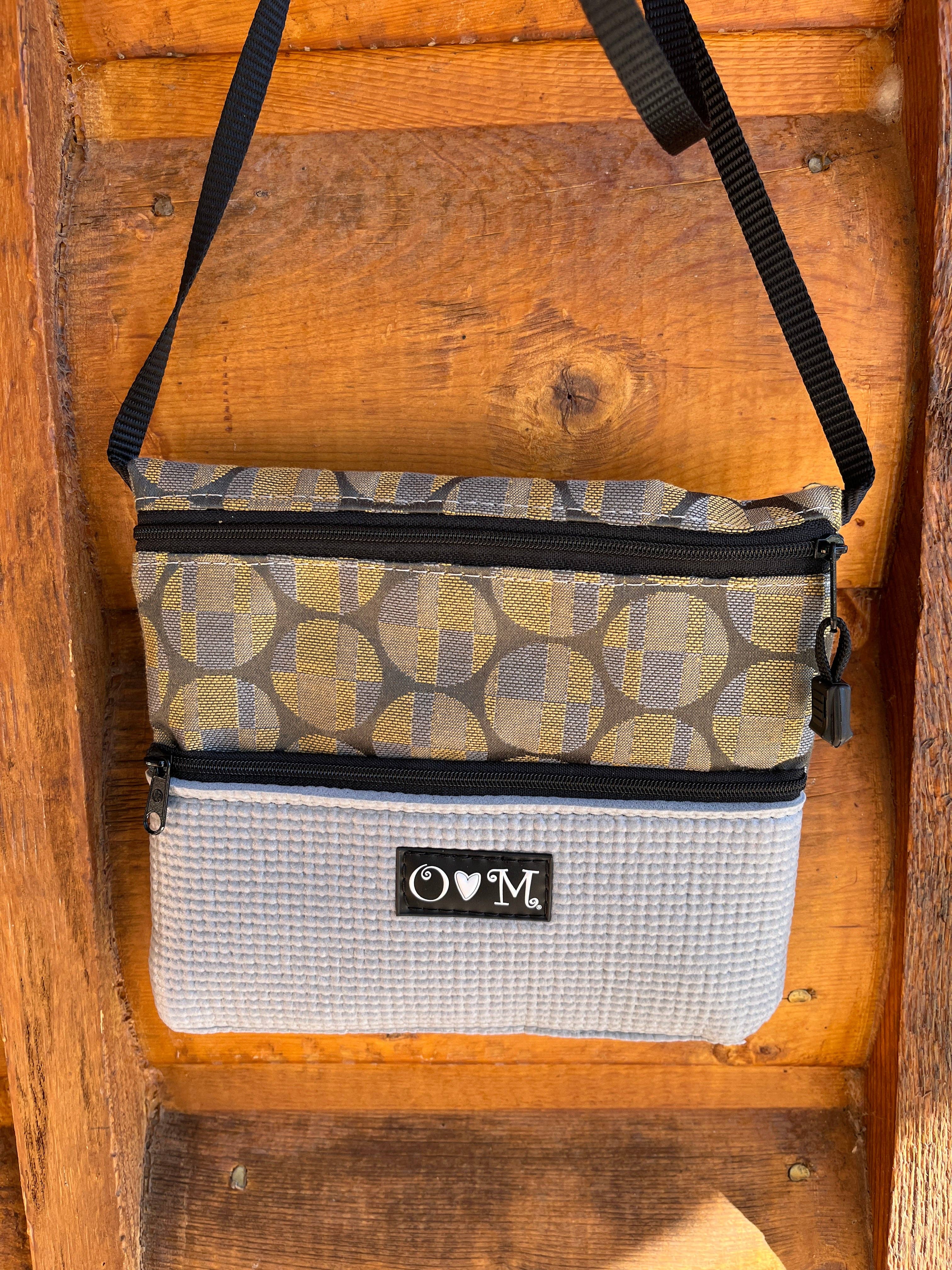 OlovesM.com - Wholesale Crossbody Bag - Women's - 3 Zip Bag Gray- Geometric Home dec Circle fabric0