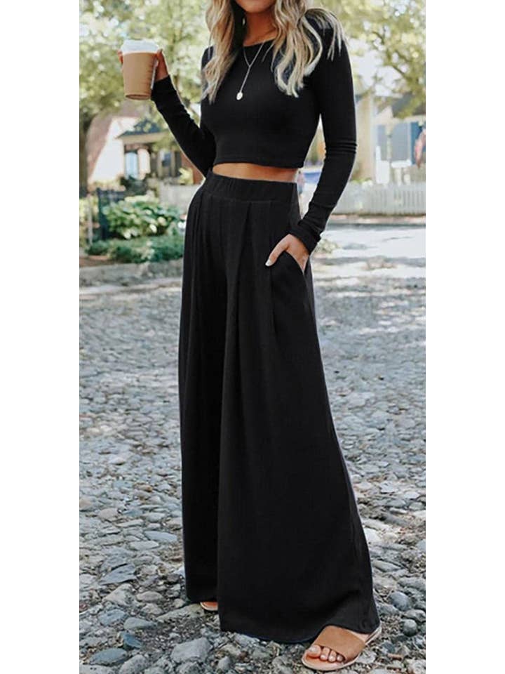 PRETTY BASH – Großhandel Loungewear-Set – Damen – Set aus geripptem Top und langer Hose für den Alltag