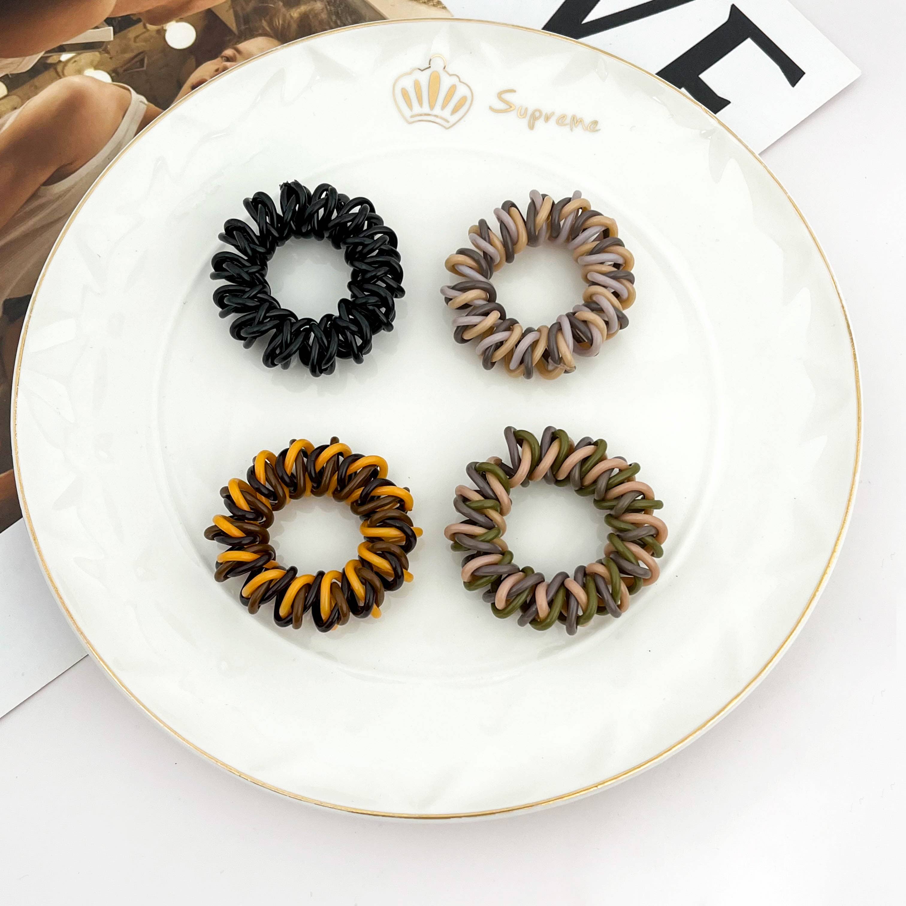 mildstyles - Wholesale Hair Tie - Two-Tone Telephone Cord Hair Tie – High Elasticity & Durabl4