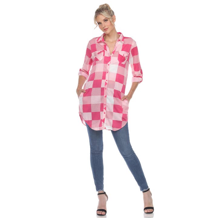 Plaid Tunic Shirt - New Colors for wholesale by WHITE MARK