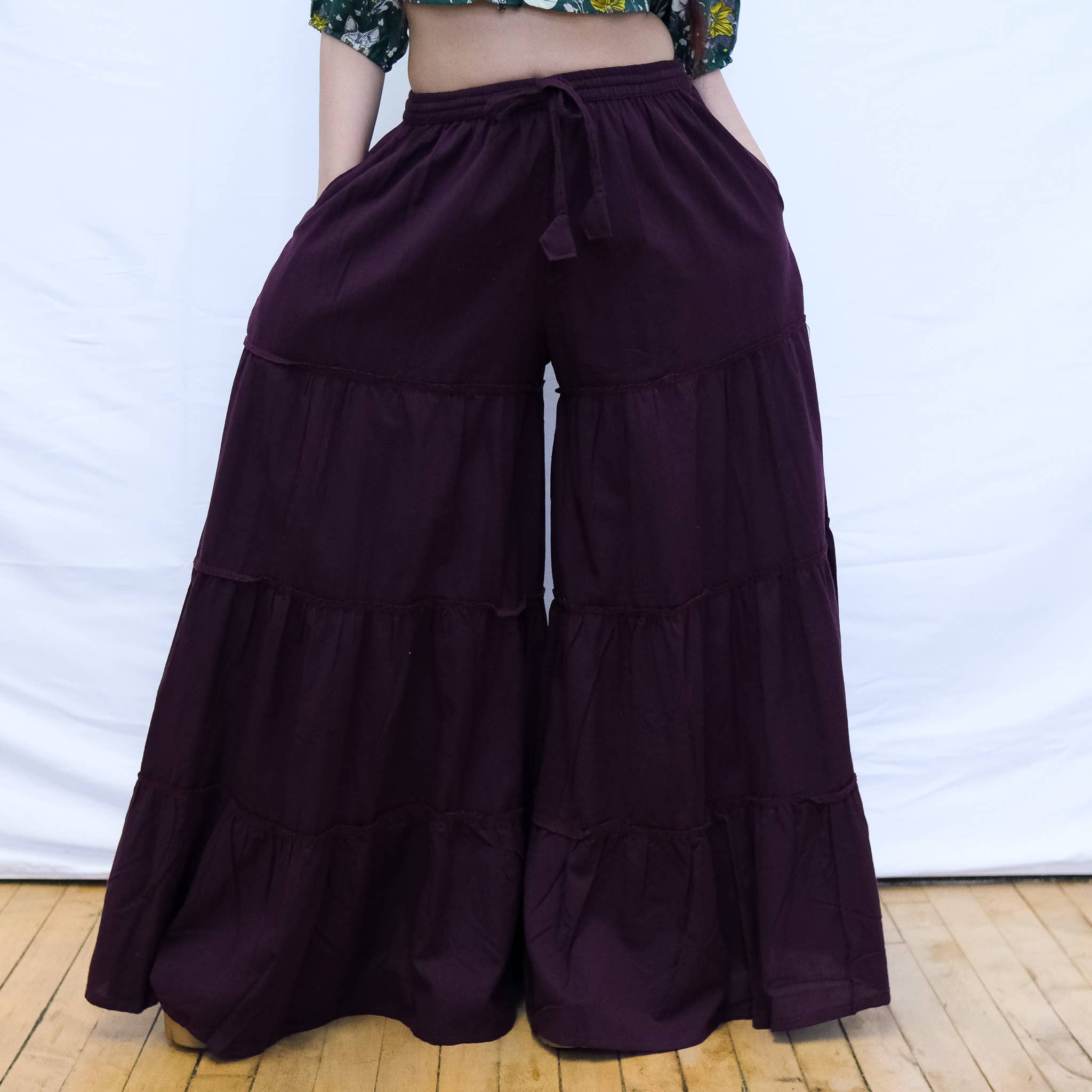 Karma Nepal Crafts - Wholesale Pants - Women's - Flowy Tiered Wide Leg Pants with Pockets12