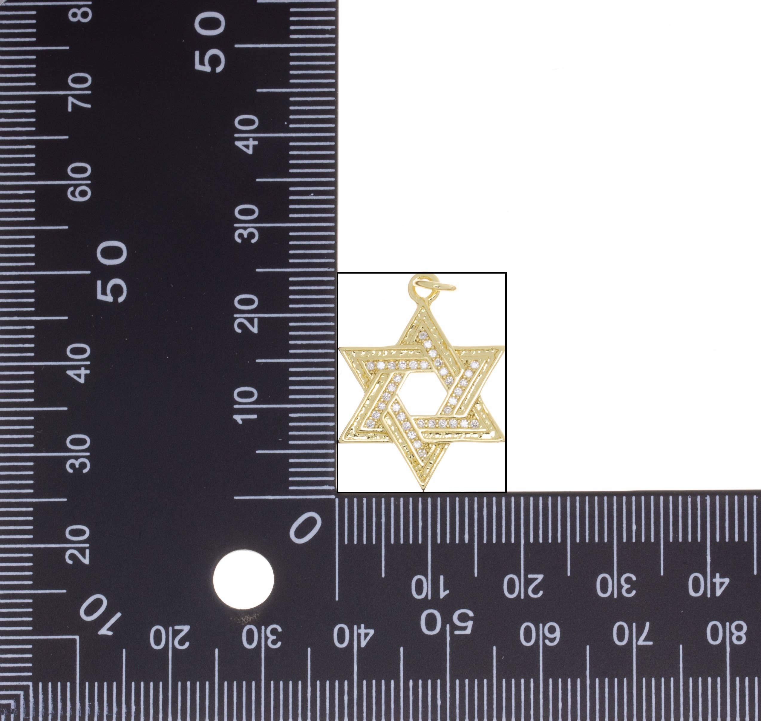 Jewel Pledge - Wholesale Individual Charm/Pendant - Gold Or Silver CZ Star of David Charm CPG-CPS28132