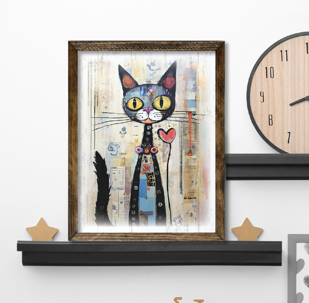 Jarmz Designs – Impressão artística por atacado – ARTE DE GATO COM MOLDURA TIMBERLAND 31