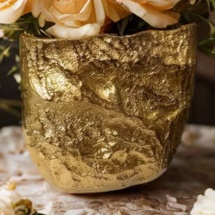 Textured Gold Small Vase for wholesale by India Handicrafts Inc