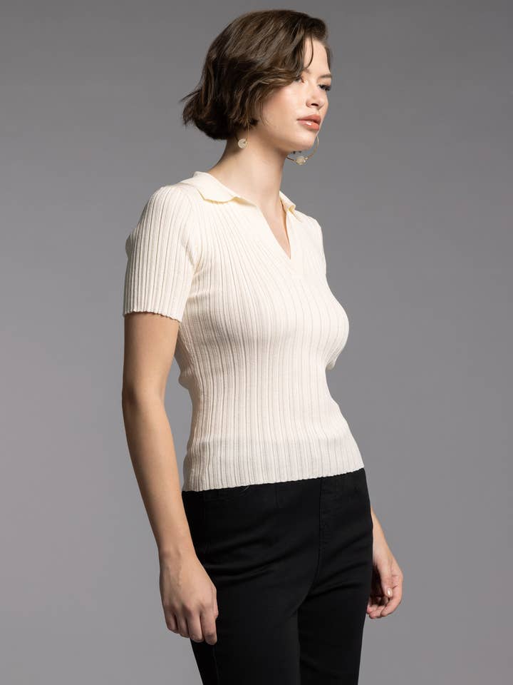 Weekend Los Angeles - Wholesale Knit Top - Women's - Collared Knit Top - COURTNEY TOP1