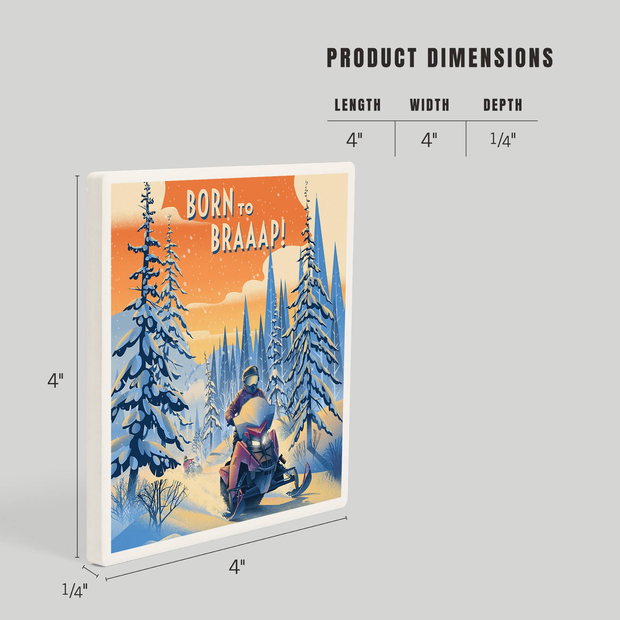 Lantern Press - Venta al por mayor Posavasos - POSAVASOS DE CERÁMICA Nacido para Braaap!, Motonieve4