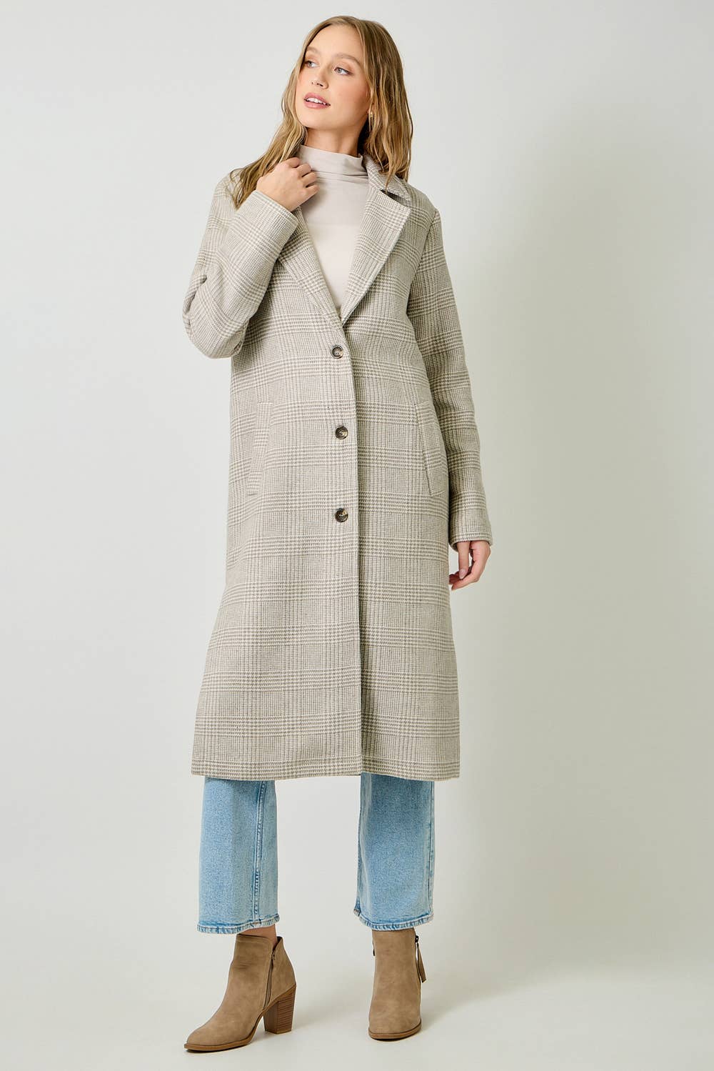 Mystree – Großhandel Mantel - Damen – Hahnentritt-Karomuster-Langmantel 611598
