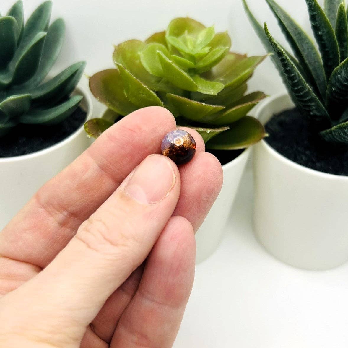 Guerrilla Charm - Wholesale Beads - 10mm Brown and Clear Crackle Glass Beads2