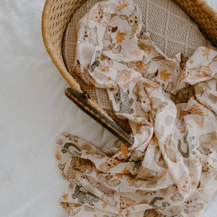 Australian animals - baby swaddle wrap and other Purchase Wholesale return gifts for housewarming. Free Returns & Net 60 Terms on Faire trending on Faire.