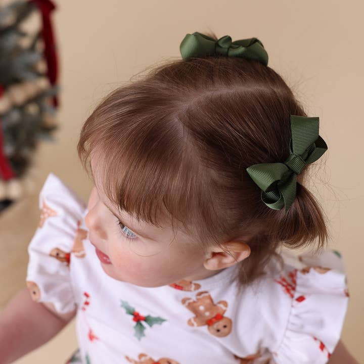 Snuggle Hunny – wholesale Hair clip – Child – Olive Piggy Tail Hair Clips - Pair4