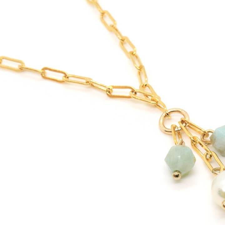 Paperclip gold-filled chain with gemstones for wholesale by Jessica Santander
