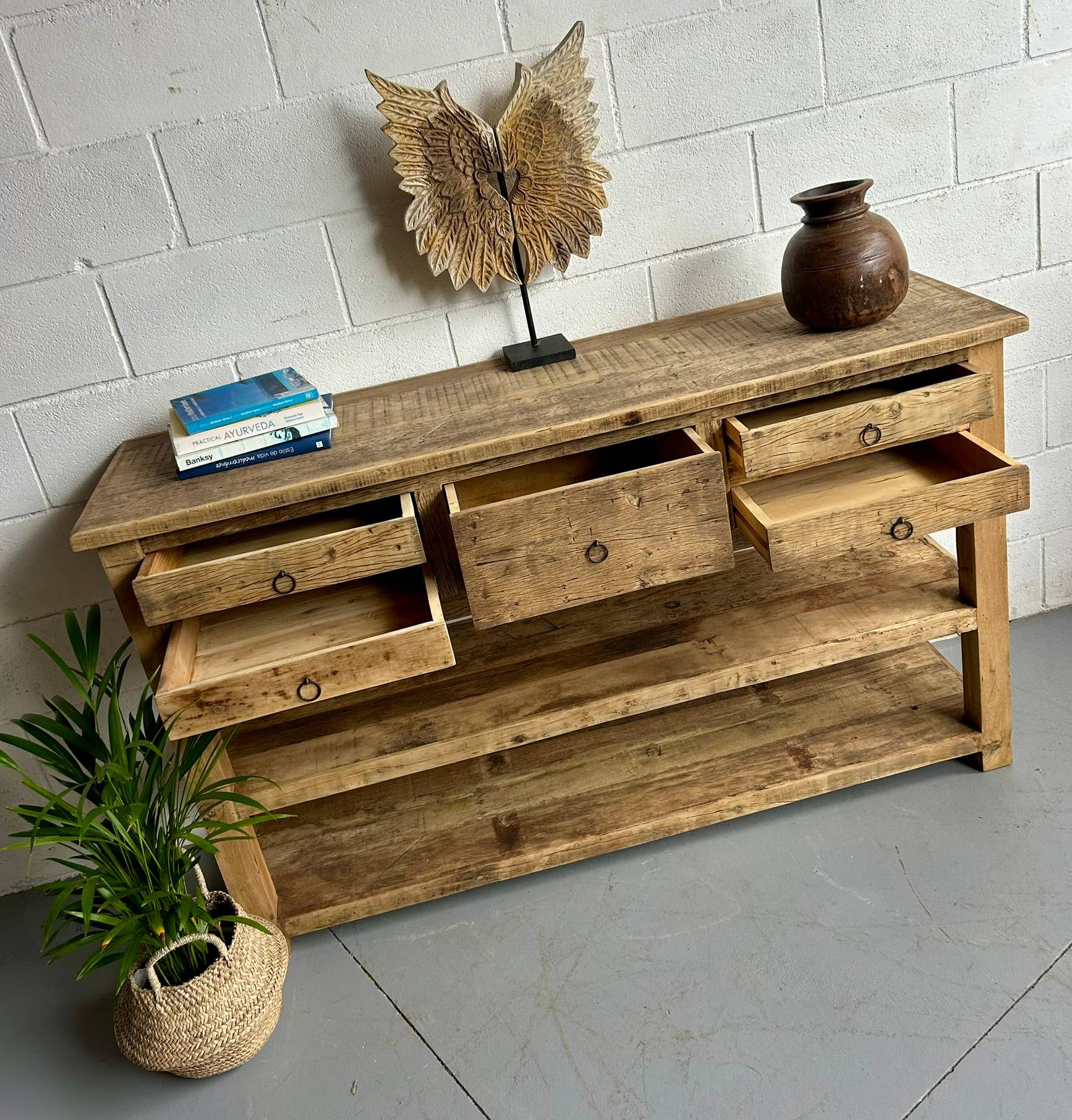 Paloma Black (Casa Natura Design, S.L.) – wholesale Sideboard – Large Functional Sideboard With 5 Drawers And 2 Open2