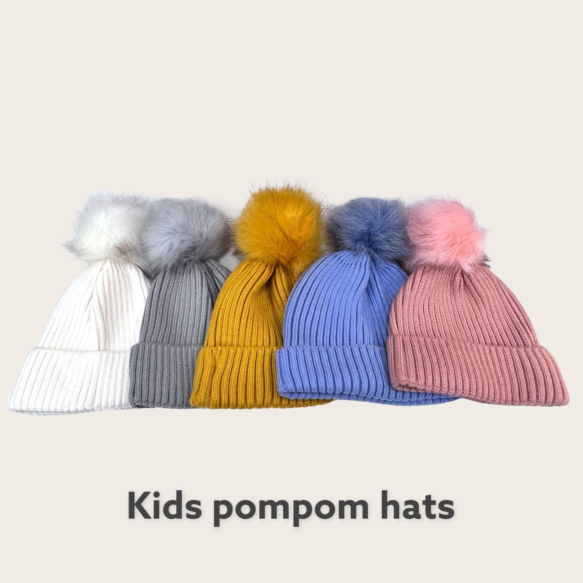 London Scarves - Wholesale Beanie - Kids - Hats with matching faux fur pompom of kids3