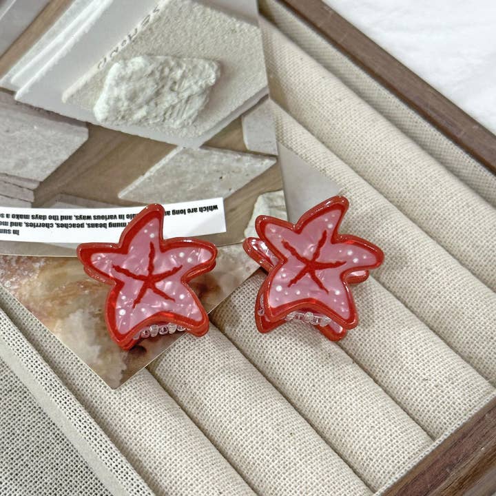 Sød Mini Søstjerne & Konkylie Ocean - Inspireret Hårklo Klip for engroshandel hos SoapElenGlen