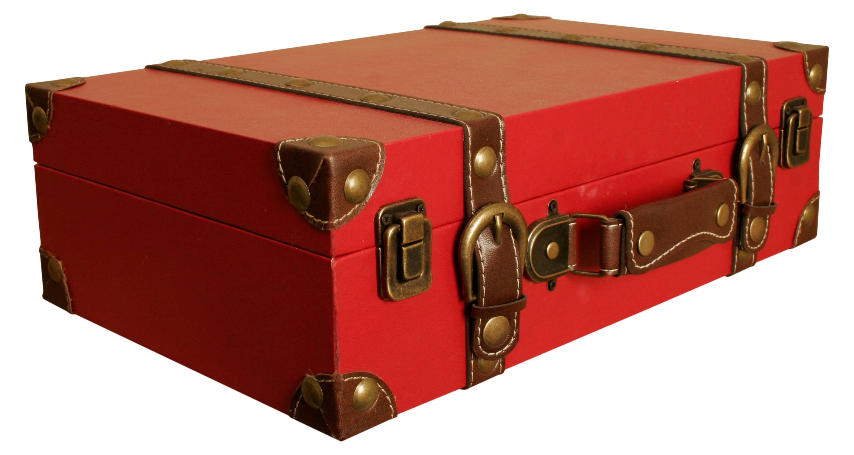 WALD IMPORTS - Wholesale Decorative Box - Red Faux Leather Suitcase0