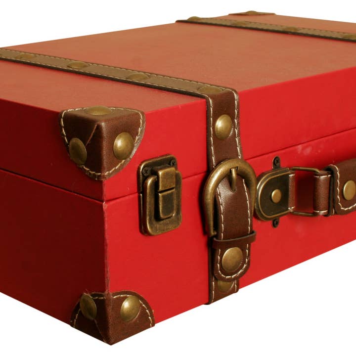 Red Faux Leather Suitcase for wholesale by WALD IMPORTS