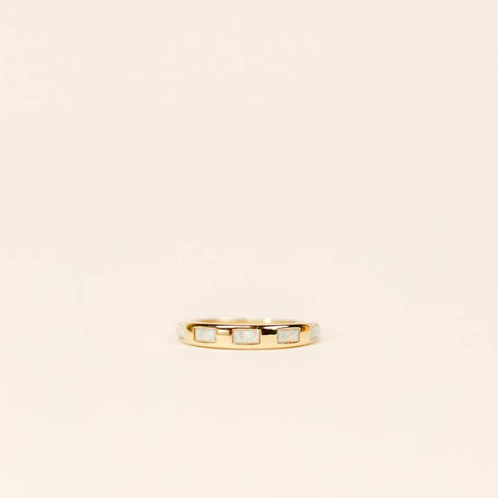 JaxKelly - Wholesale Multi-Stone Ring - Gold Rings - White Opal Inset Baguette