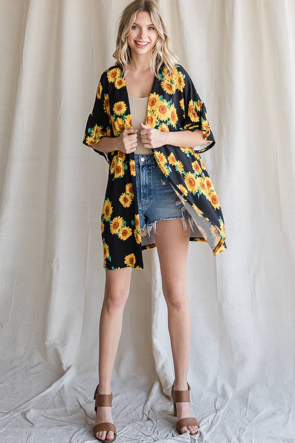 Off White Sunflower Casual Open Front Cardigan T4237 for wholesale on Faire18