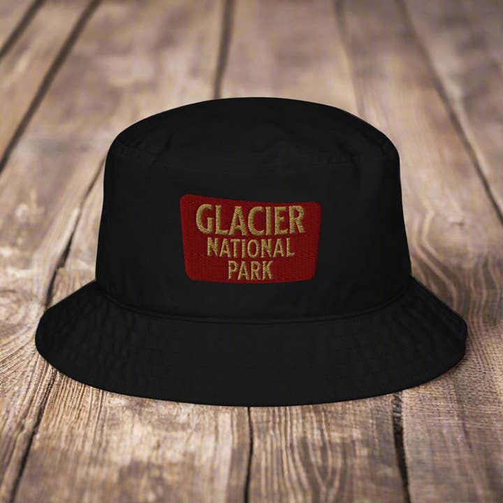 Glacier-Nationalpark-Schild Organischer Bestickter Fischerhut für den Großhandel von Parks Apparel
