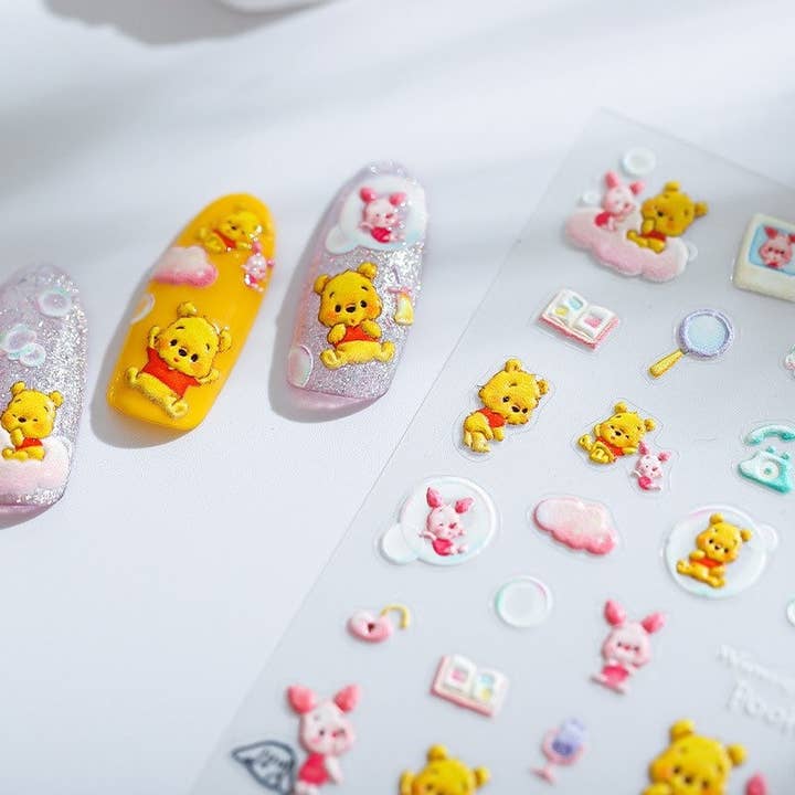 LULUFUNSTUDIO - Vendita all'ingrosso Nail art/decalcomania unghie - Adesivi per unghie 3D Kawaii Winnie the Pooh & Tigger
