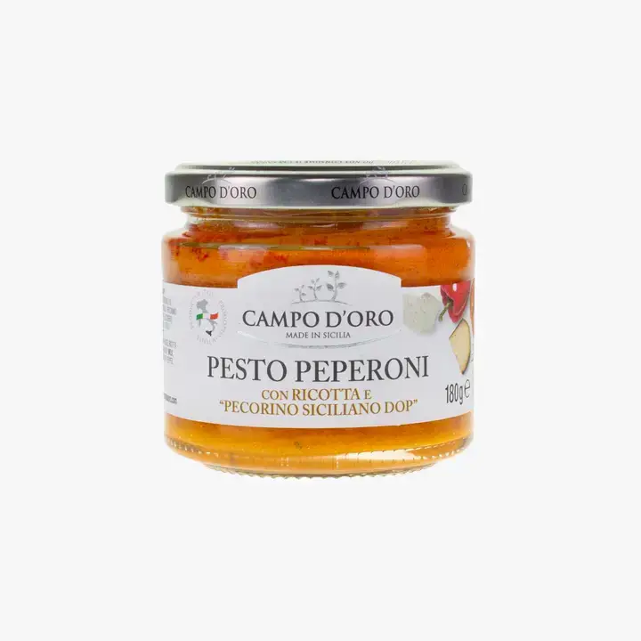 Campo d'Oro - Vente Pestos - Pesto de poivron et ricotta avec Pecorino Siciliano AOP 180 g0