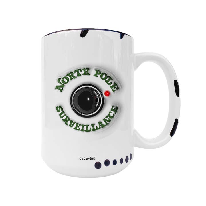 coco+bie designs – Großhandel Kaffeebecher – Tasse mit Motiv „North Pole Surveillance“, Santa Cam, lustige Weihnachtstasse
