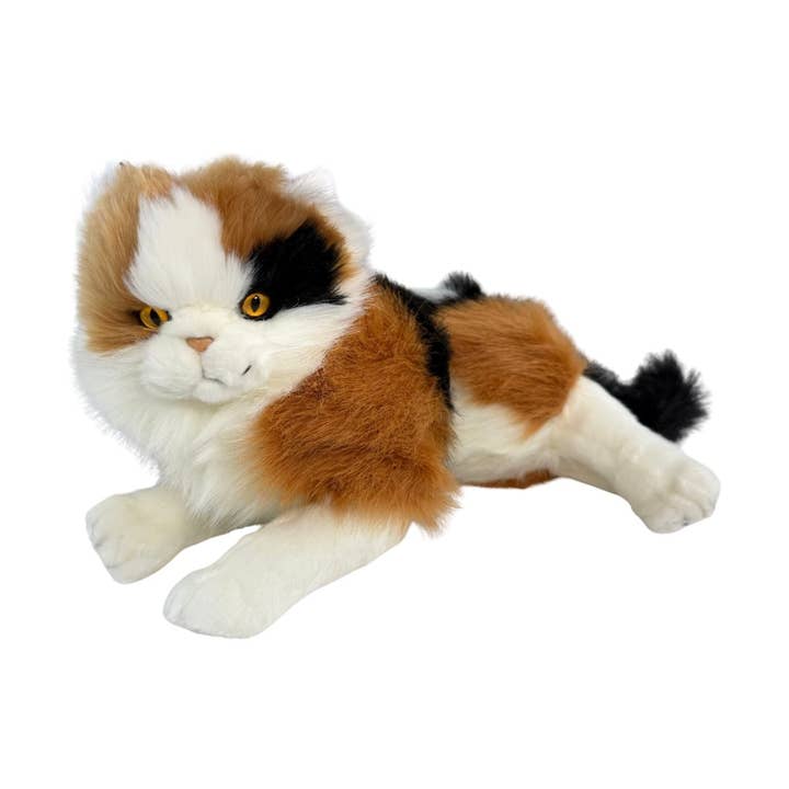 Marmalade - Chat Calico - 38 cm couché pour la vente par Bocchetta Plush Toys