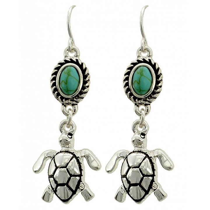 FR5387 Skildpadde & turkis sten metaløreringe for engroshandel hos 0011 PREMIERE