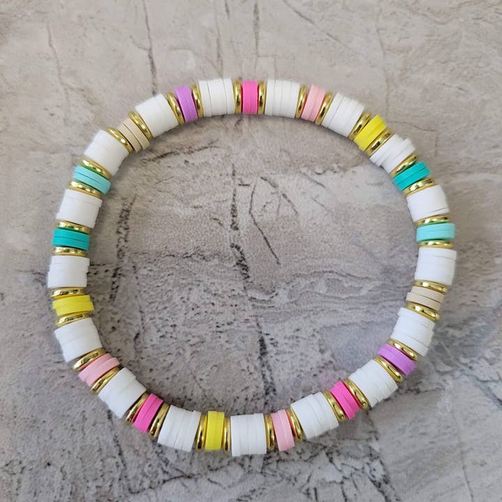 My Magic Place Shop - Wholesale Beaded Bracelet - Polymer Clay & Disc Beads Stretch Bracelets Colorful