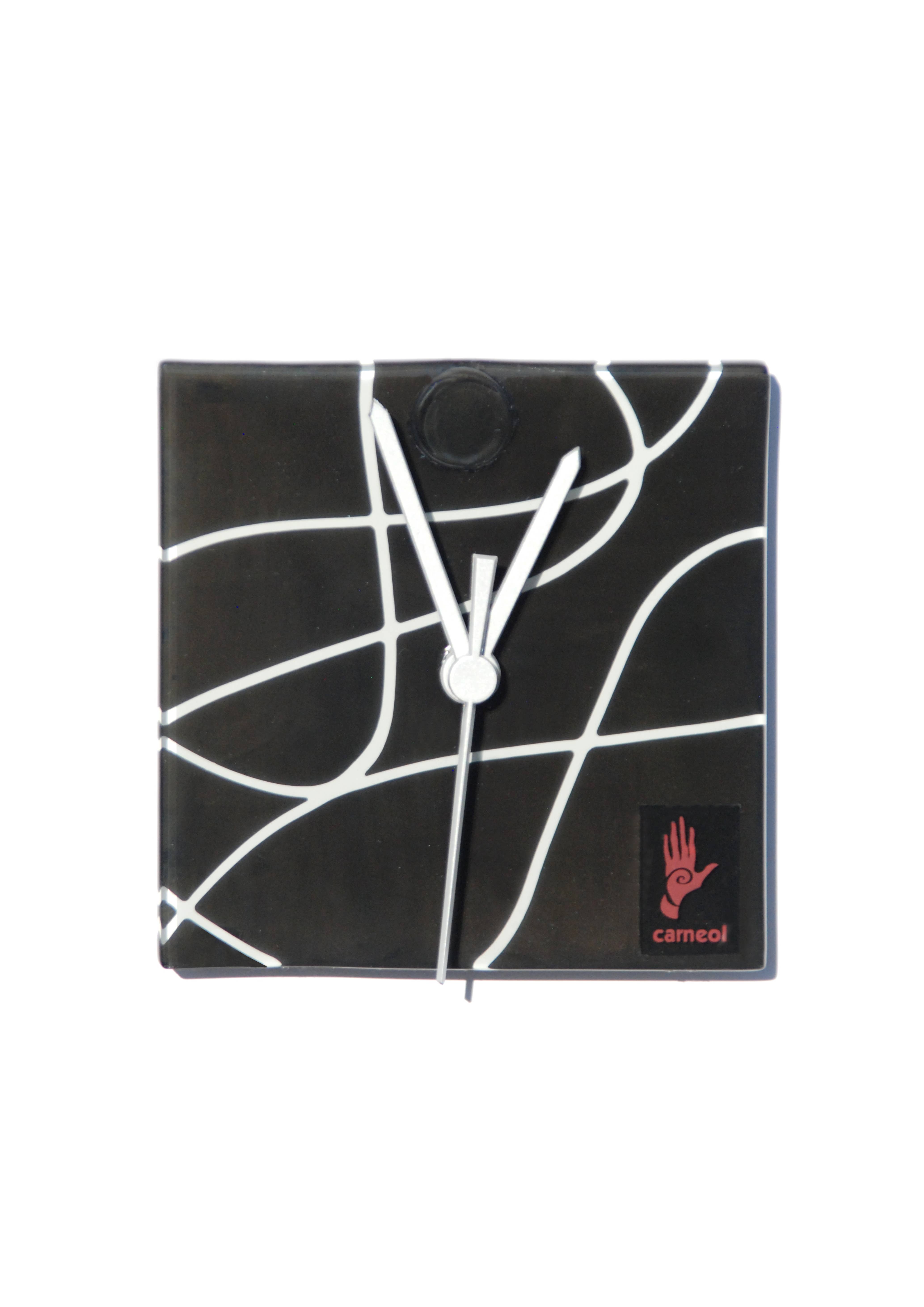 CARNEOL GLASS - Venta al por mayor Relojes de pared - Reloj de pared Geo, color blanco y negro, 13 x 13 cm0