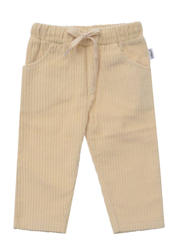 Corduroy pants with large pockets in beige for wholesale by Liliput