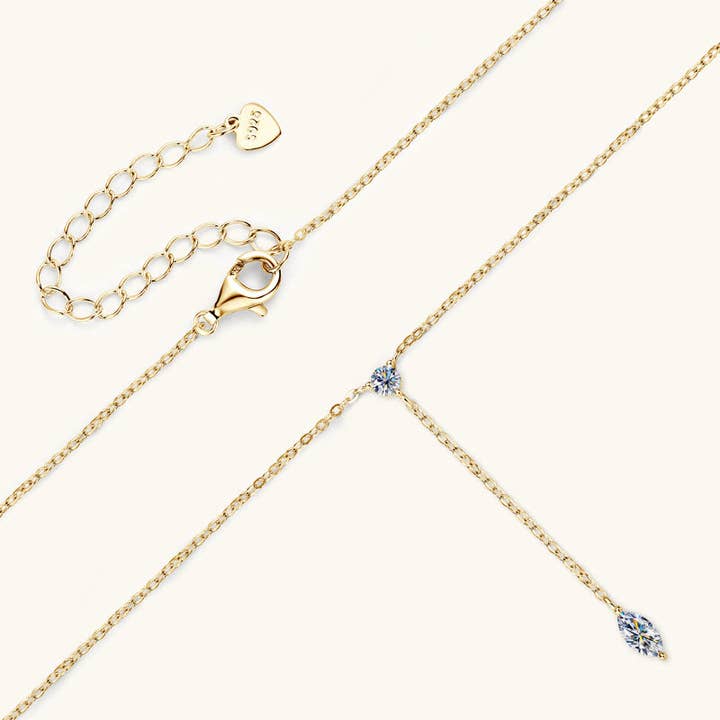 Perimade & Co. LLC - Wholesale Y-Neck/Lariat Necklace - Marquise Moissanite Drop Y Necklace in 925 Sterling Silver3
