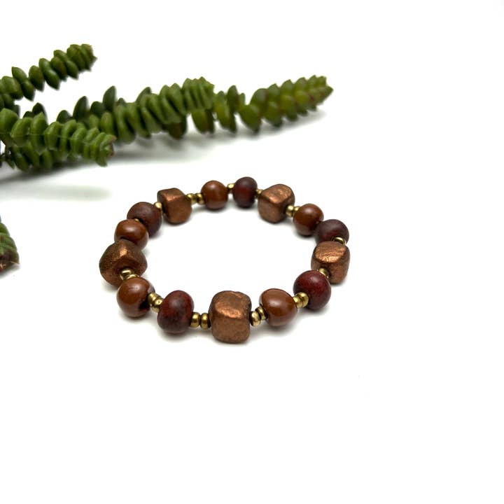 Bronze Ceramic Bracelet for wholesale by Haiti Fair Trade- Papillon Marketplace