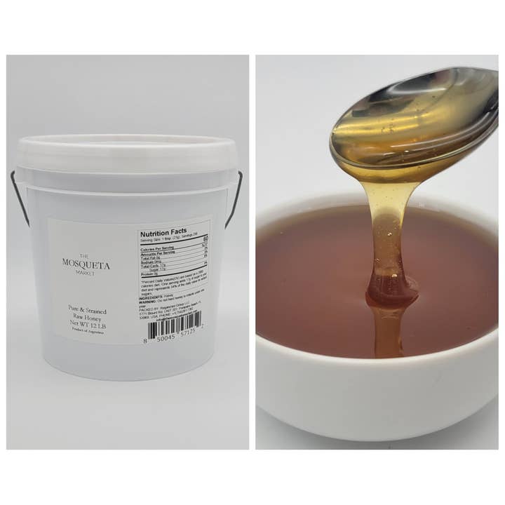 The Mosqueta Market - Wholesale Honey - 12lb Raw Honey - Pure and strained - 1 Gallon Honey