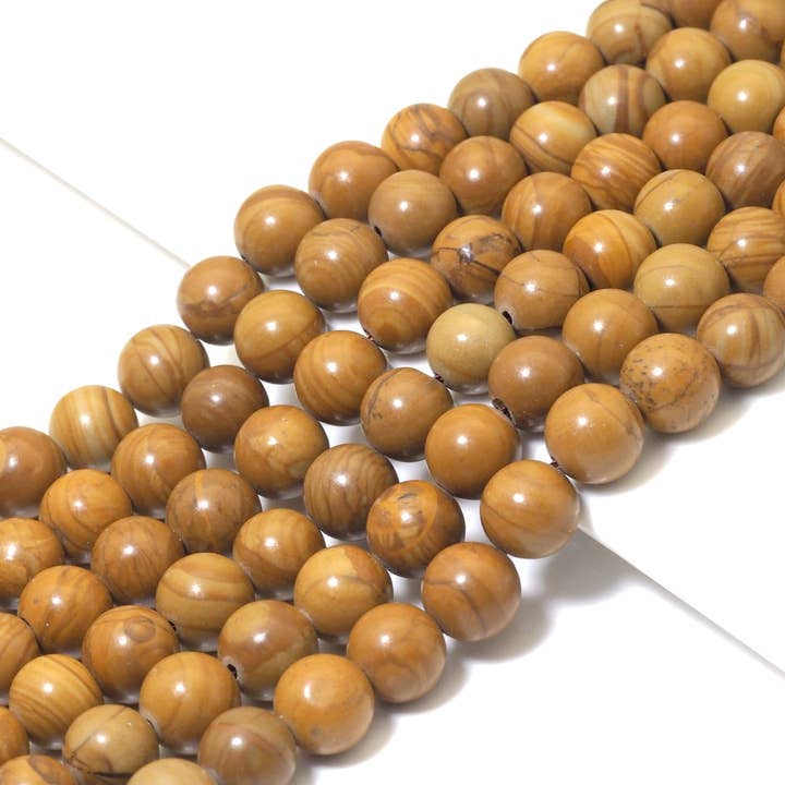 Genuine Yellow Wood Agate Round Smooth Beads, 6mm/8mm/10mm/12mm. Sku#U1496 for wholesale by BestBeads&Beyond