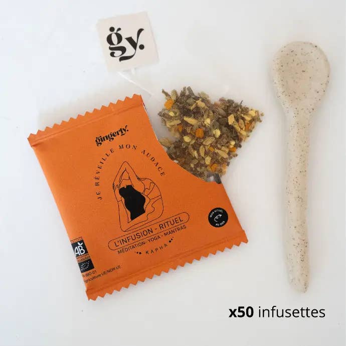 Gingerly - Vendita all'ingrosso Tisane salutari e depurative - Organic Infusion-Ritual, 50 sacchetti, I wake up my audacity