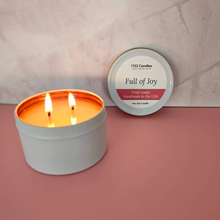 Lata de Vela de 8oz Fruit Loops - Cheia de Alegria - Vela de Verão por atacado de 1133 Candles