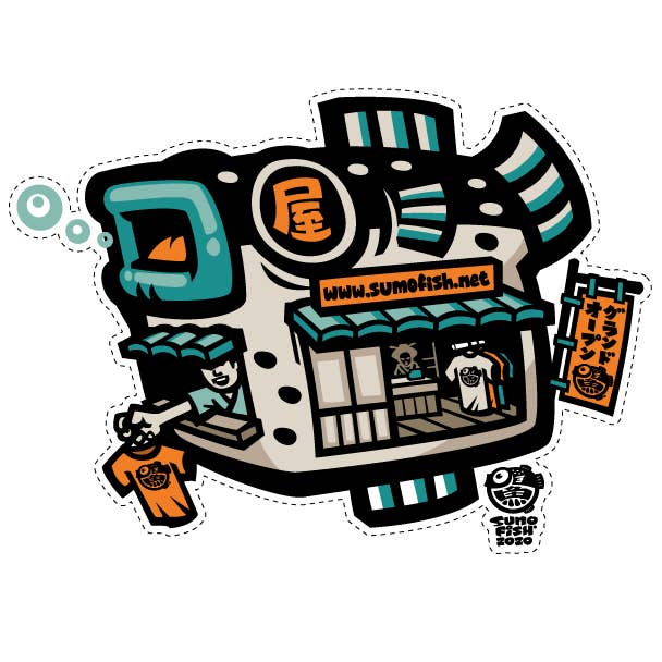 Sumofish - Wholesale Sticker - Fugu Tshirt Shop Decal