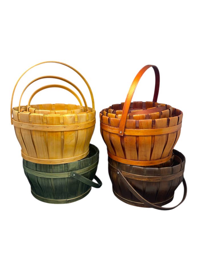 Deco Colored Flex Handle Bushel Baskets -- 12 Piece Set for wholesale by Thompson Wholesale