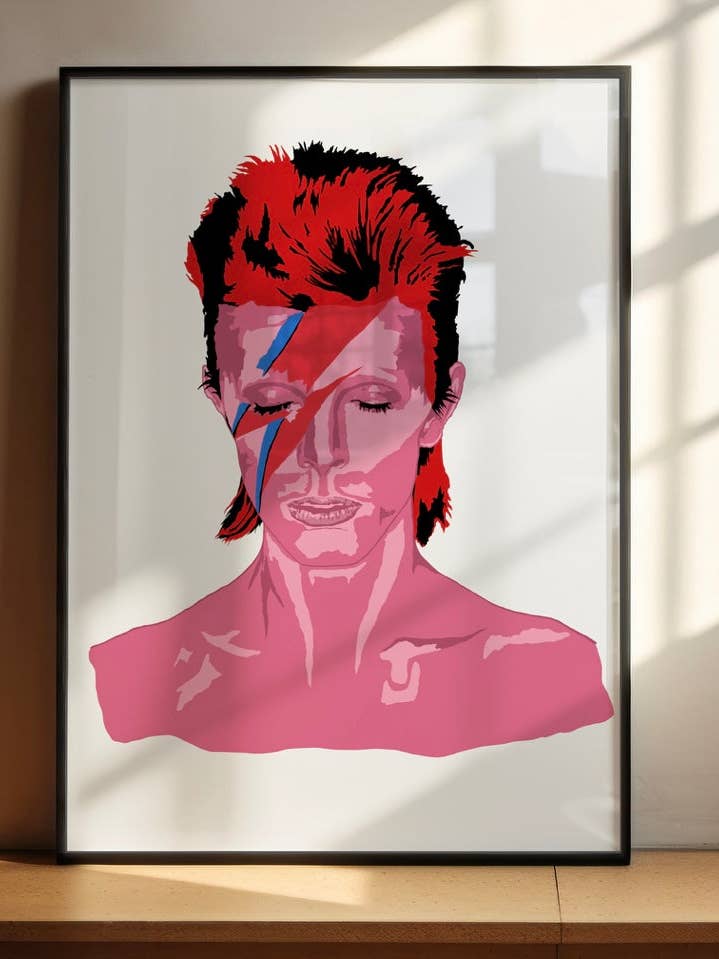 David Bowie Aladdin Sane Portræt Musik Kunsttryk for engroshandel hos My own Bohome
