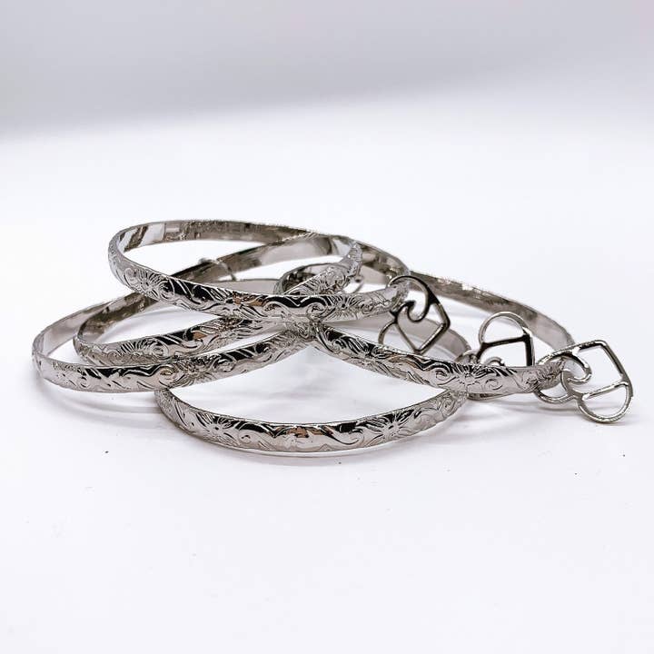 Anela's Jewelry - Wholesale Bangle Bracelet - 5MM Hawaiian Hamilton Silver Bracelet with Heart Wave Charm